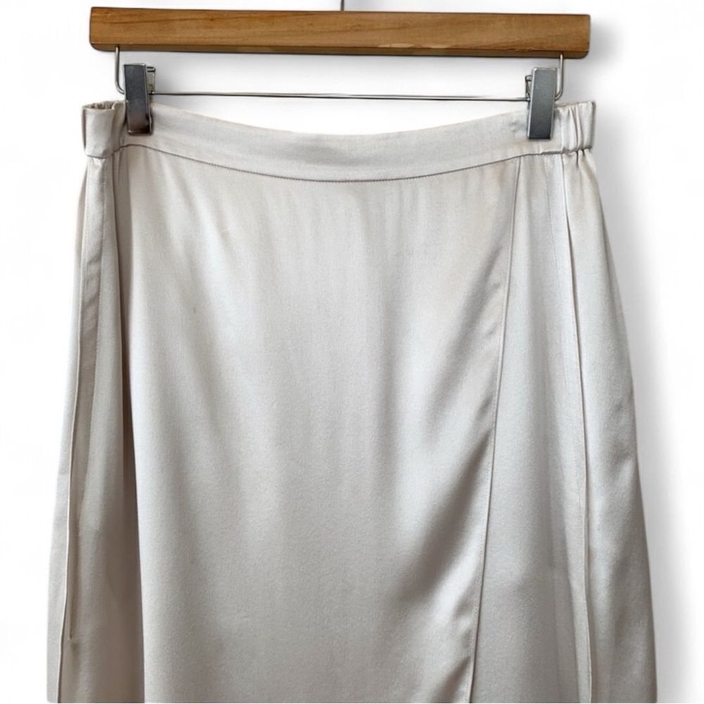 Vince Drape Panel Silk Midi Skirt in Sandstone Size M - Picture 6 of 10